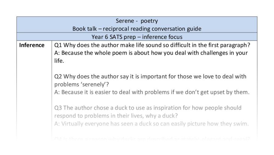Reciprocal reading - inference - Serene