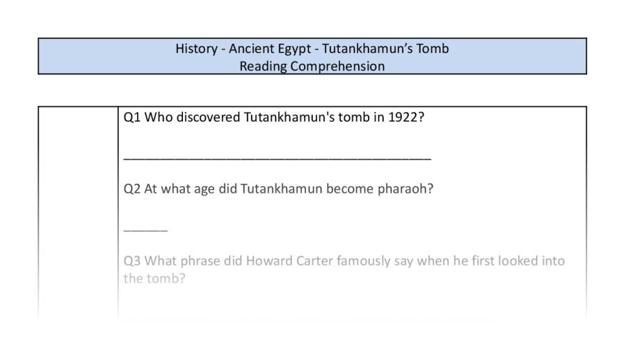 Reading Comprehension-Tutankhamuns Tomb-Retrieval Focus