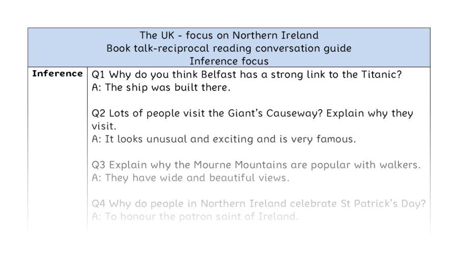Reciprocal reading - inference - The UK - focus on Northern Ireland