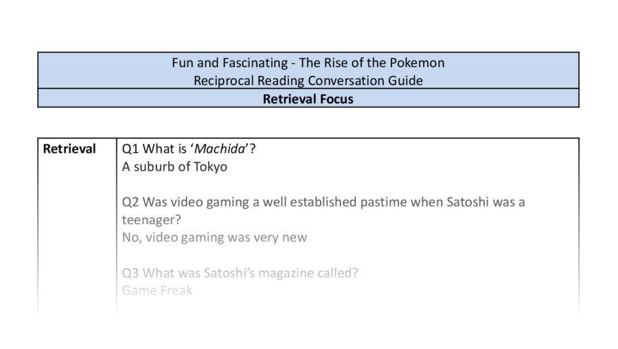 Reciprocal Reading Conversation - The Rise of the Pokemon - Highlight Series 2 - Retrieval Focus