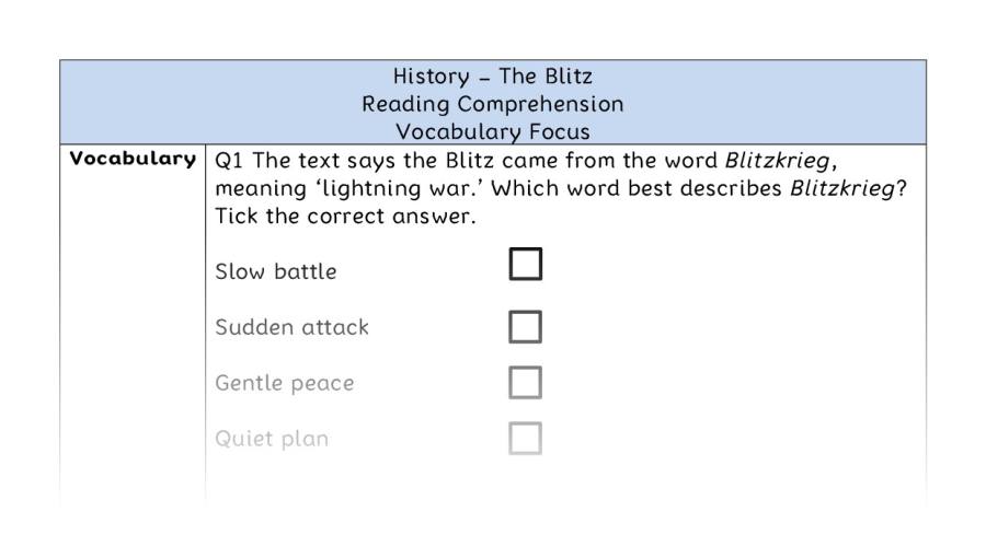 The Blitz - Reading Comprehension - Vocabulary Focus