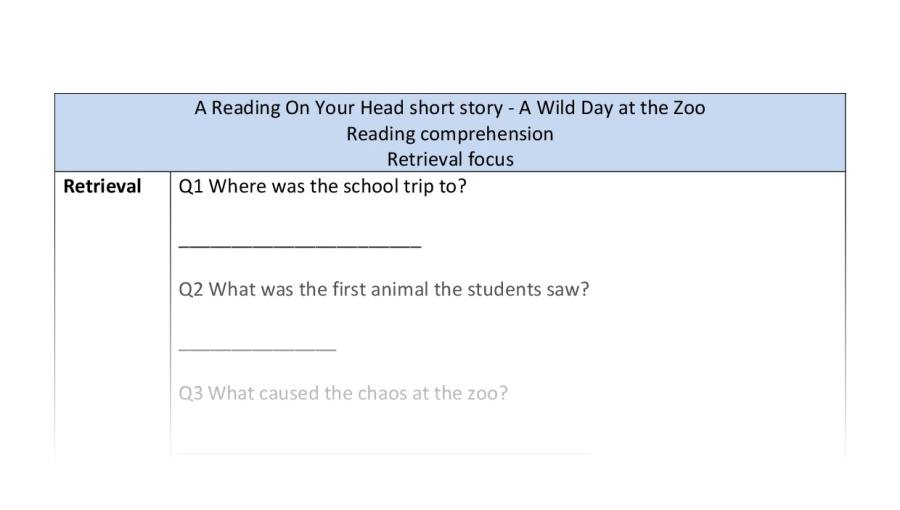 Reading comprehension - retrieval - A Wild Day at the Zoo