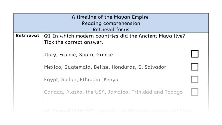 Reading comprehension - retrieval - A timeline of the Mayan Empire