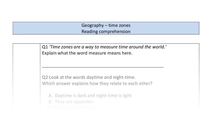 Reading comprehension - VRSIPE - time zones