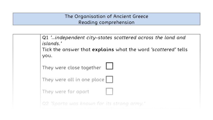 Reading comp - VRSIPE - The Organisation of Ancient Greece