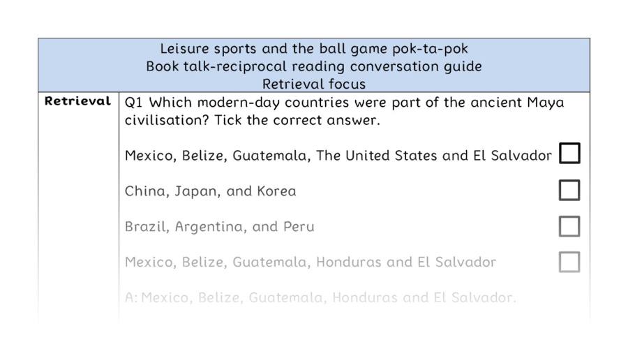 Reciprocal reading-retrieval-Leisure sports and pok-ta-pok