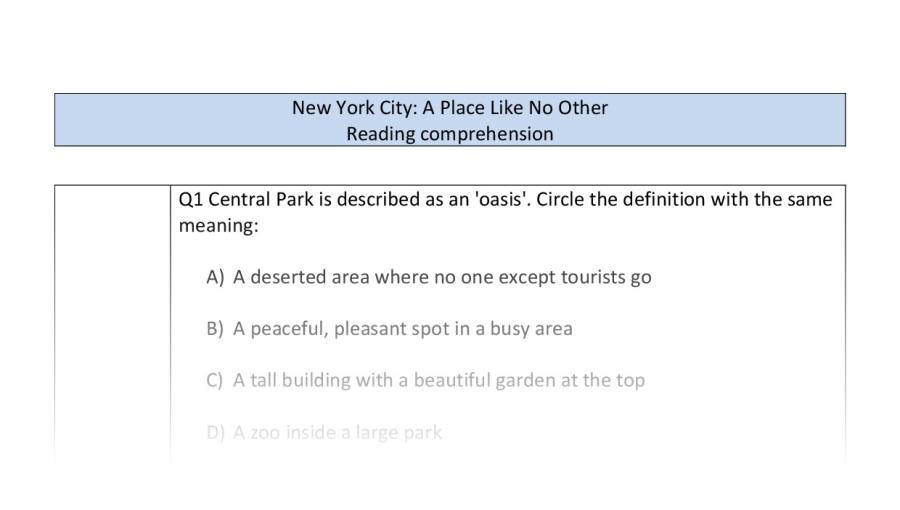Reading comprehension - VRSIPE - New York