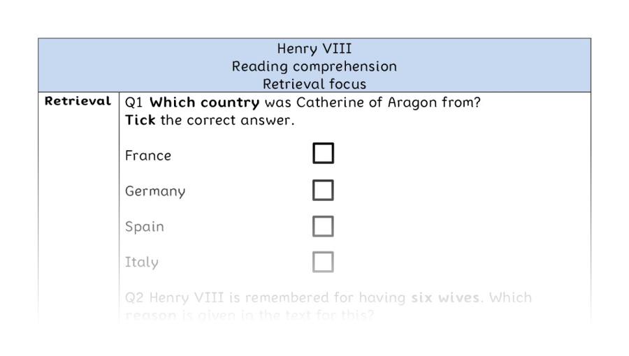 Reading comprehension - Henry VIII - retrieval