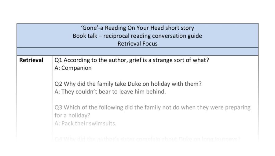 Reciprocal reading - Gone - retrieval focus