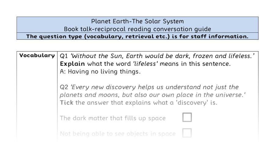 Reciprocal reading VRSIPE - The Solar System