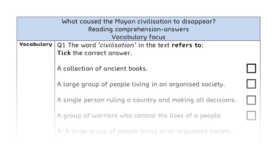 Comp-vocabulary-What caused the Mayan civilisation to disappear - answers