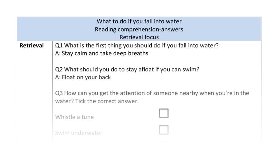 Reading comp-retrieval-what to do if you fall into water