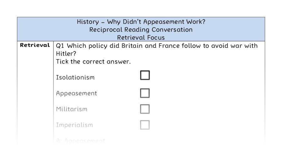Why Didnt Appeasement Work - Reciprocal Reading Conversation - Retrieval Focus