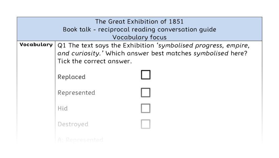 Reciprocal reading - vocabulary - The Great Exhibition of 1851