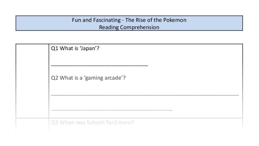 Reading Comprehension - The Rise of the Pokemon - Highlight Series 1 - VRSIPE Focus