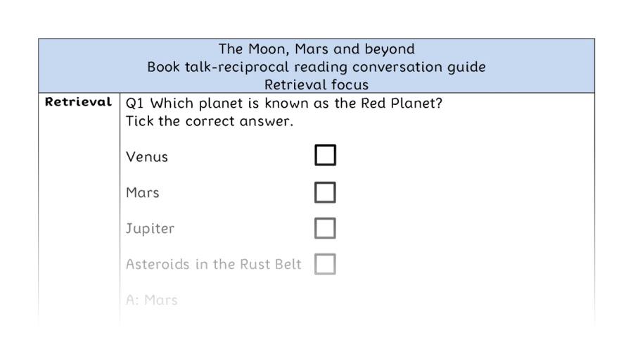 Reciprocal reading - retrieval - The Moon, Mars and beyond
