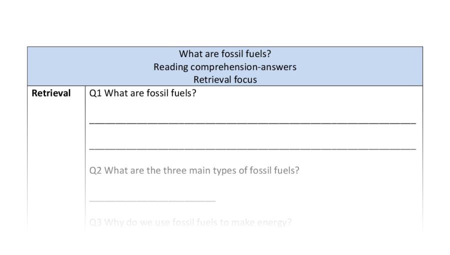 Reading comprehension - retrieval - What are fossil fuels