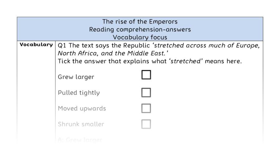 Reading comprehension - vocabulary - The rise of the Emperors - answers