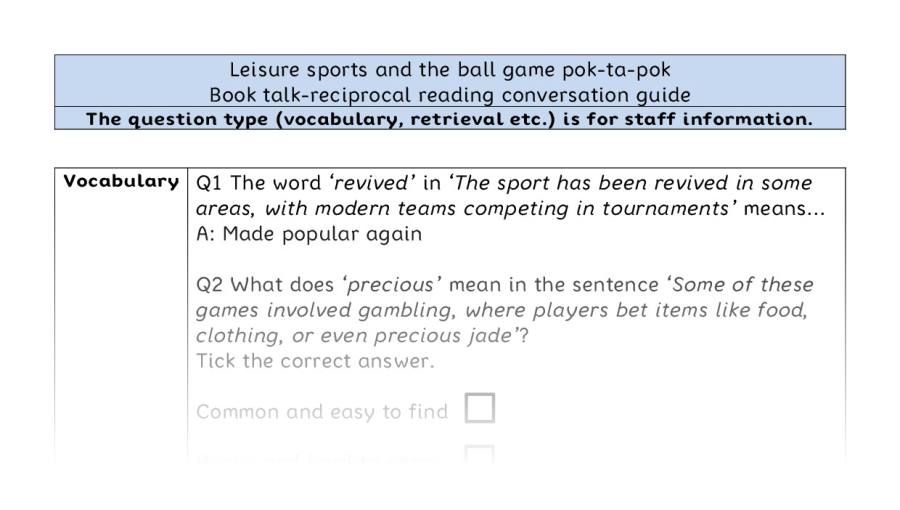 Reciprocal reading-VRSIPE-Leisure sports and pok-ta-pok