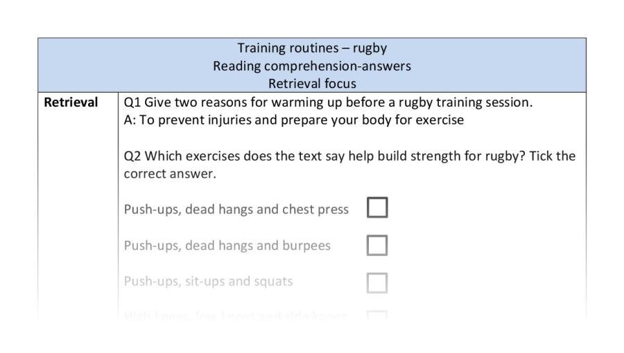 Reading comprehension - retrieval - Training routines - rugby-answers
