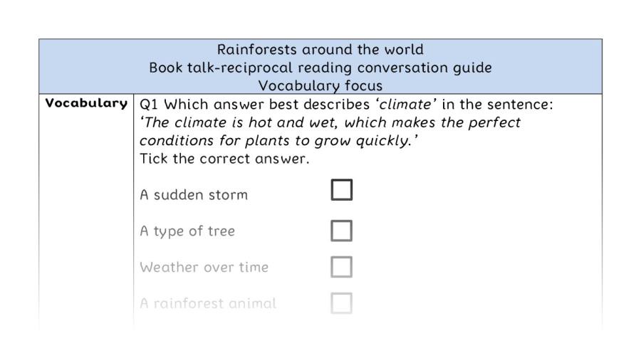Reciprocal reading - vocabulary - Rainforests around the world