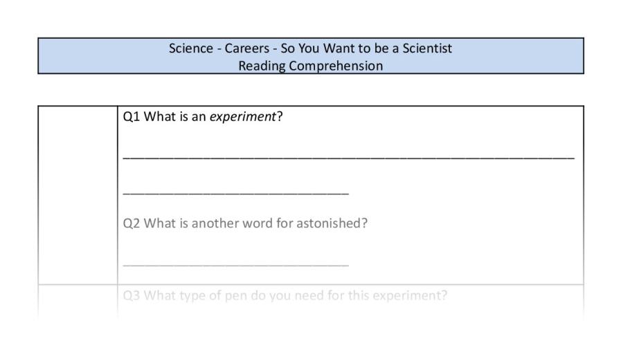 Reading Comprehension-VRSIPE-So You Want to be a Scientist