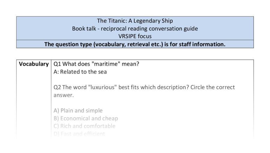 Reciprocal reading-The Titanic-VRSIPE