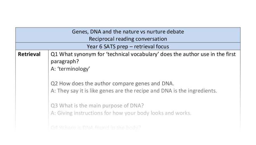 Retrieval - reciprocal - genes DNA and nature vs nurture