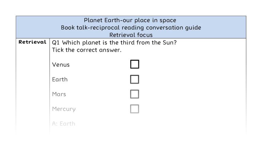 Reciprocal reading - retrieval - Planet Earth-our place in space