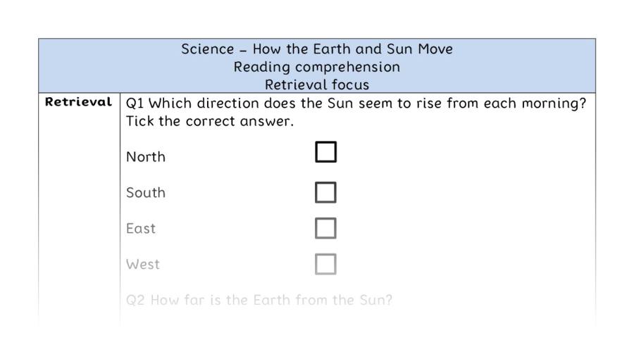 How the Earth and Sun Move - Reading Comprehension - Retrieval Focus