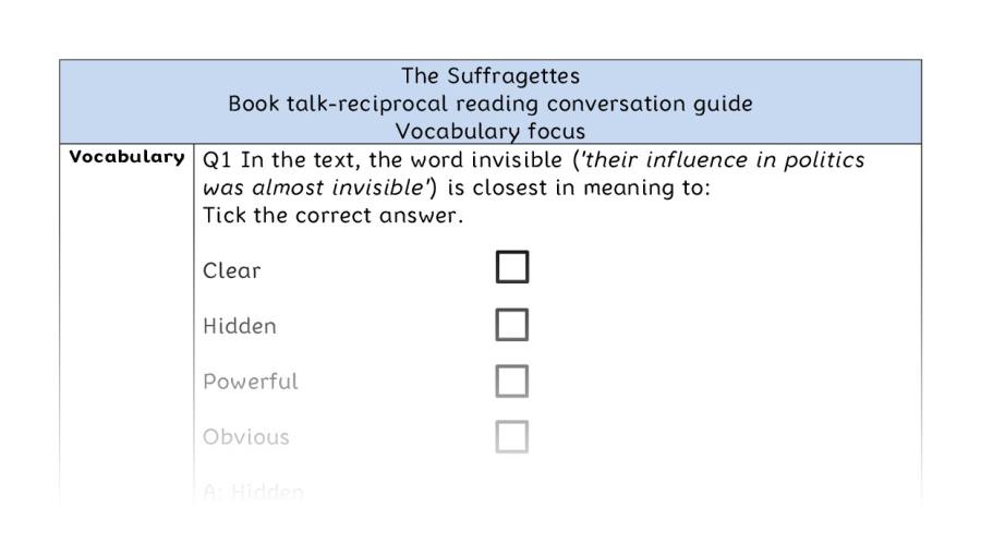 Reciprocal reading - vocabulary - The Suffragettes
