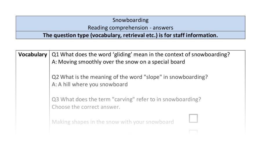 Reading comp-VRSIPE-snowboarding - answers