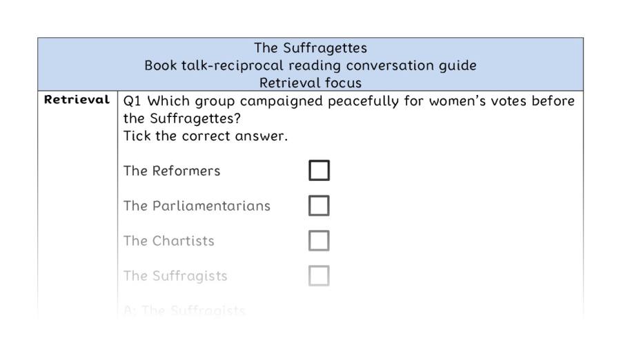 Reciprocal reading - retrieval - The Suffragettes