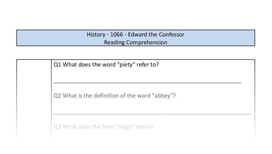 Reading comprehension-Edward the Confessor-VRSIPE