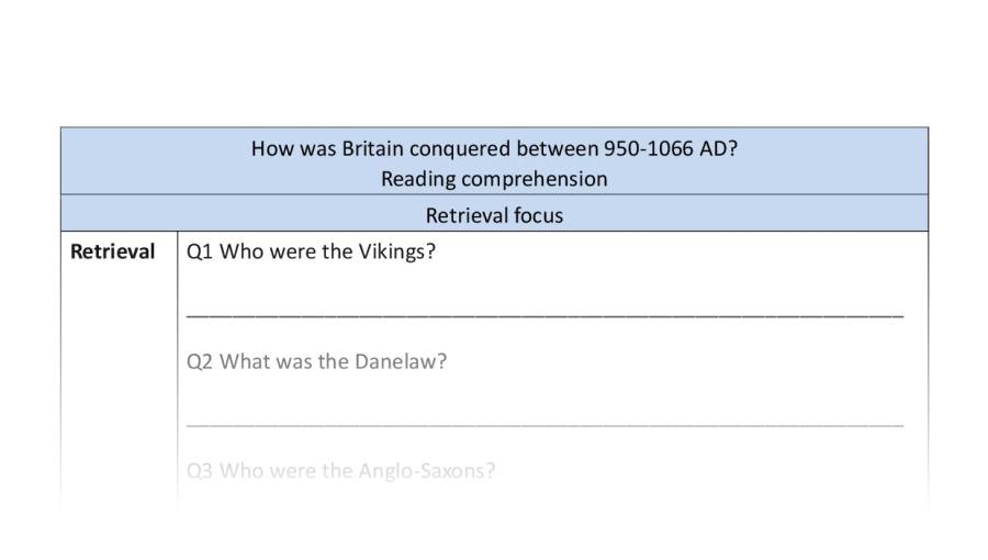 Reading comprehension - retrieval - Britain conquered