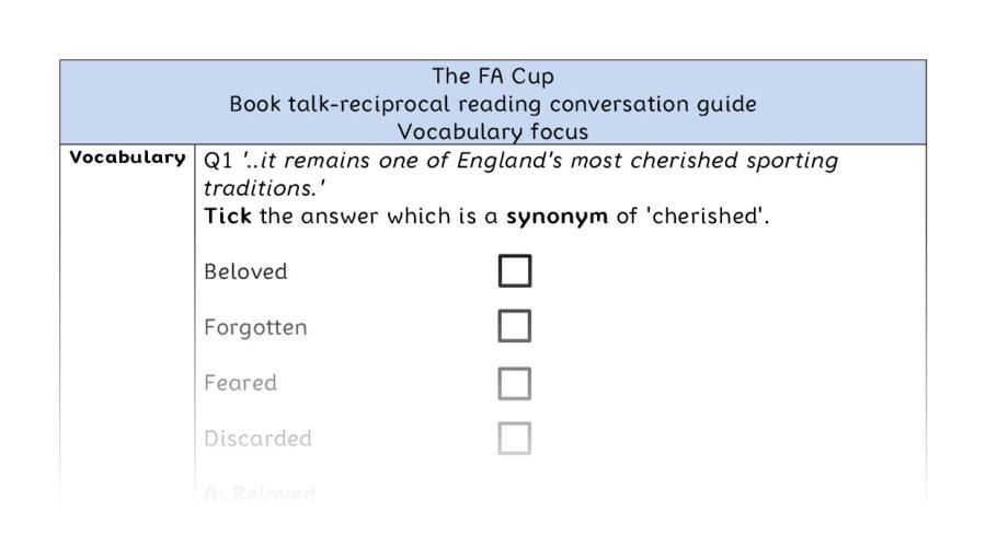 Reciprocal reading - vocabulary - The FA Cup