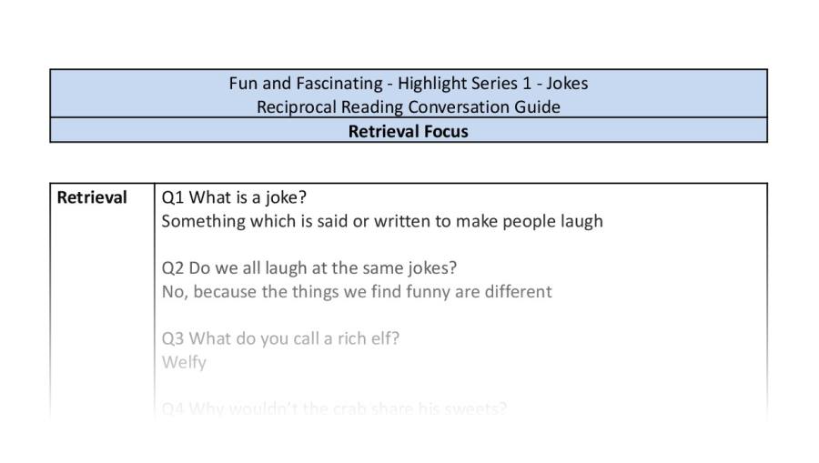 Reciprocal Reading Conversation - Jokes - Highlight Series 1 - Retrieval Focus
