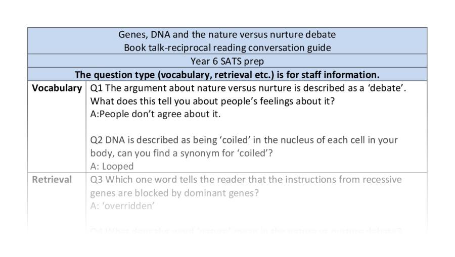 Reciprocal-VRSIPE - Genes DNA and nature vs nurture