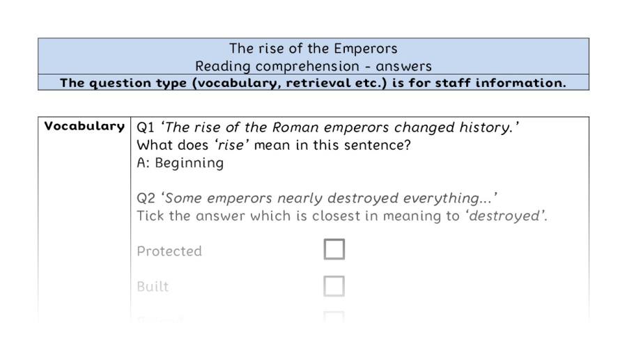 Reading comprehension VRSIPE - The rise of the Emperors - answers