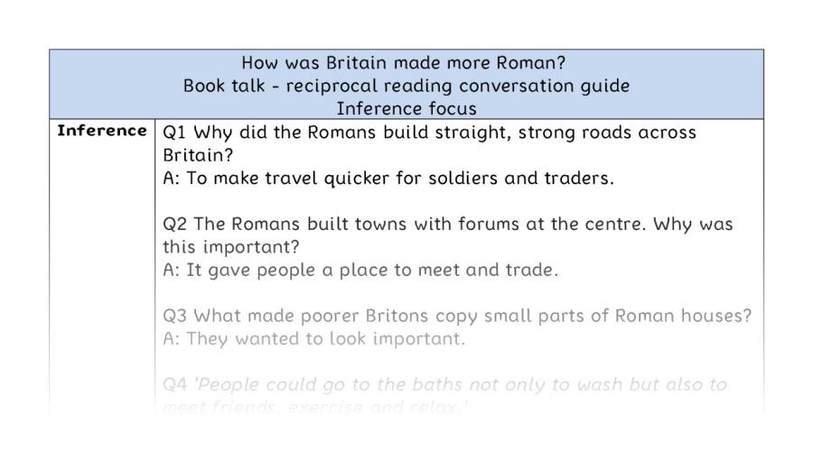Reciprocal reading - inference - How was Britain made more Roman