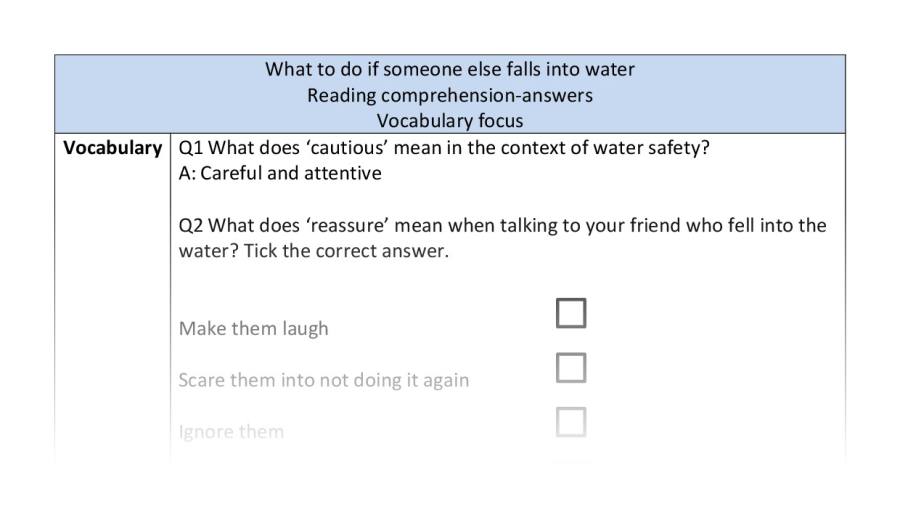 Comp-vocab-what to do if someone else falls into water - answers