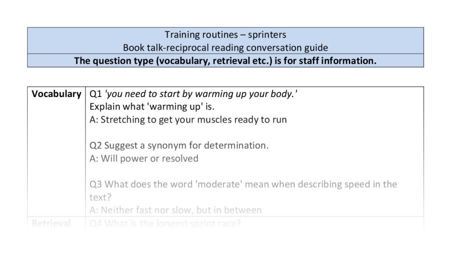 Reciprocal - VRSIPE - Training routines - sprinters