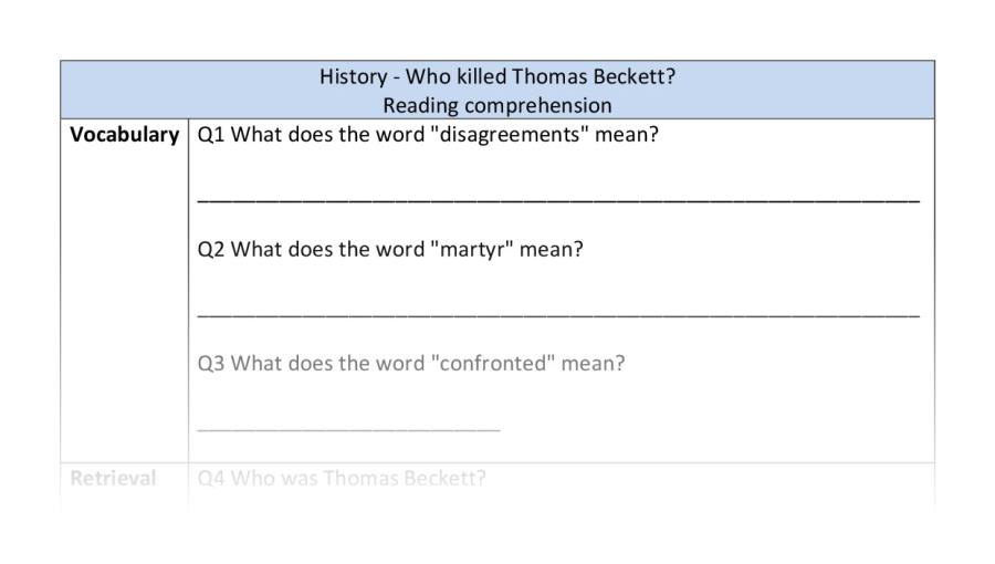 Reading comprehension-VRSIPE-Who killed Thomas Beckett