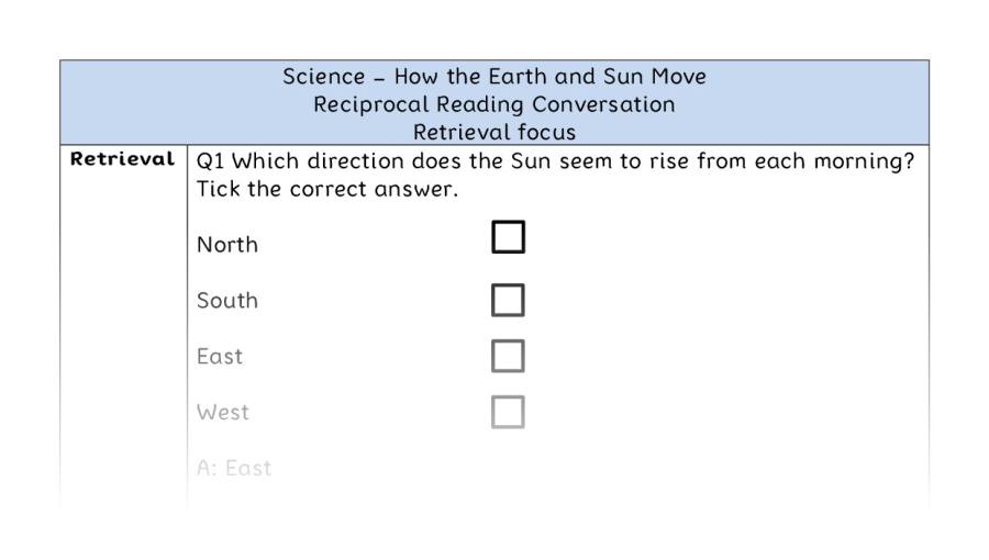 How the Earth and Sun Move - Reciprocal Reading Conversation - Retrieval Focus