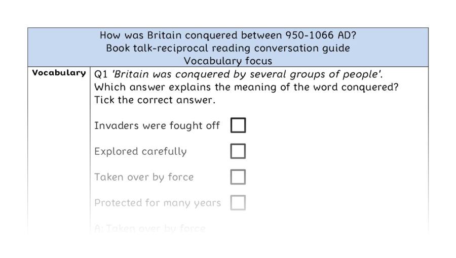 Reciprocal - vocabulary - How was Britain conquered between 950-1066 AD