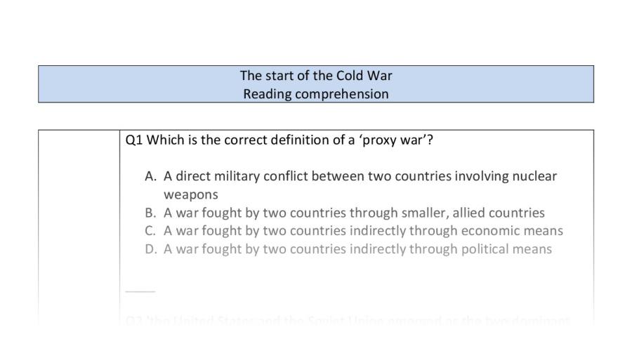 Reading comp-VRSIPE-The start of the cold war