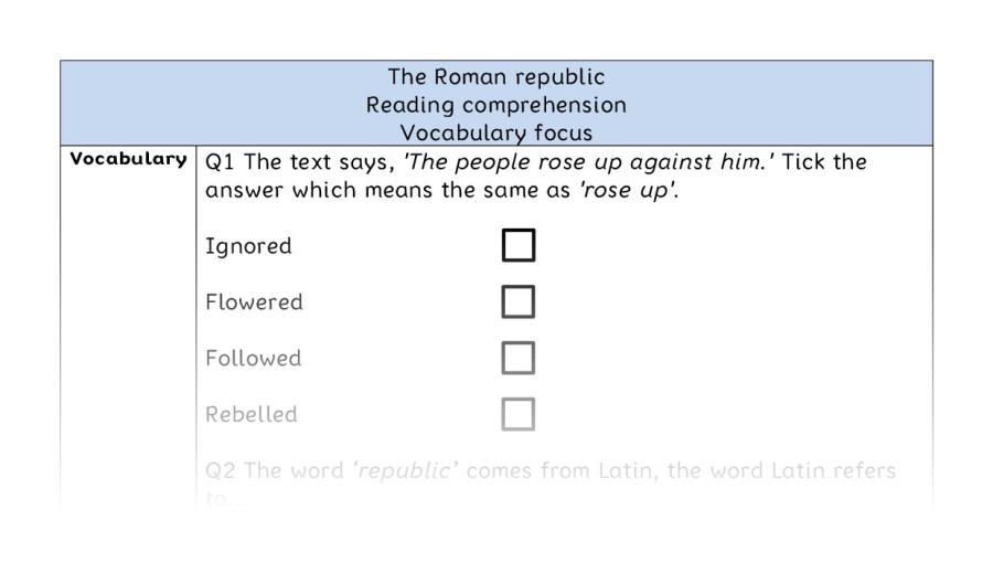 Reading comprehension - vocabulary - The Roman republic