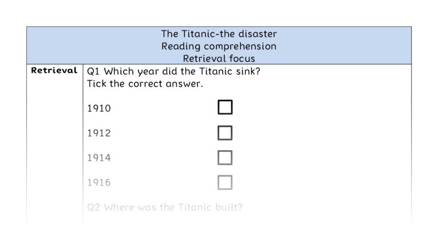 Reading comprehension - retrieval - The Titanic-the disaster