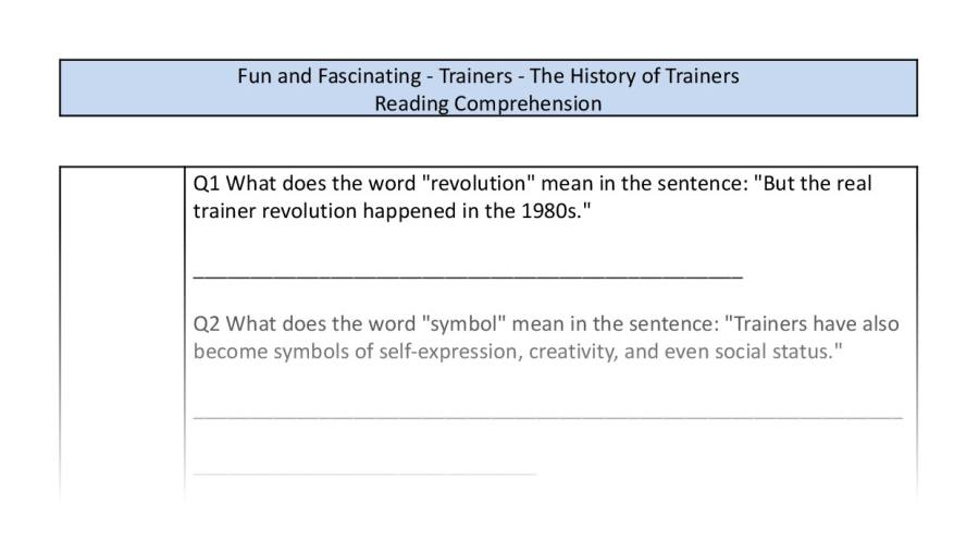 Reading comprehension-vocabulary-The history of trainers