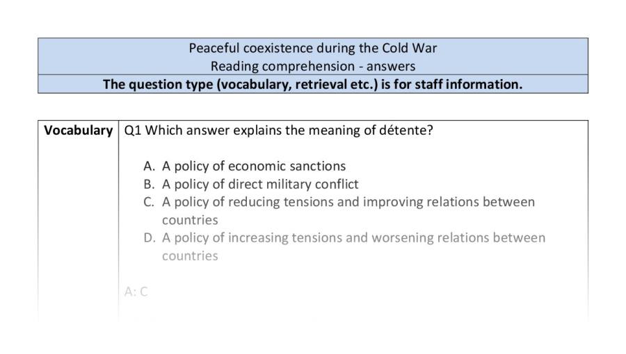 Reading comp-VRSIPE-Peaceful coexistence during the Cold War